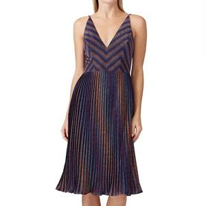 Dress The Population Haley Metallic Striped V-Neck Dress XS Anthropologie